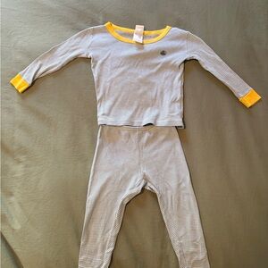 Petit Bateau Striped Kids Pajamas with Yellow Accents 2T